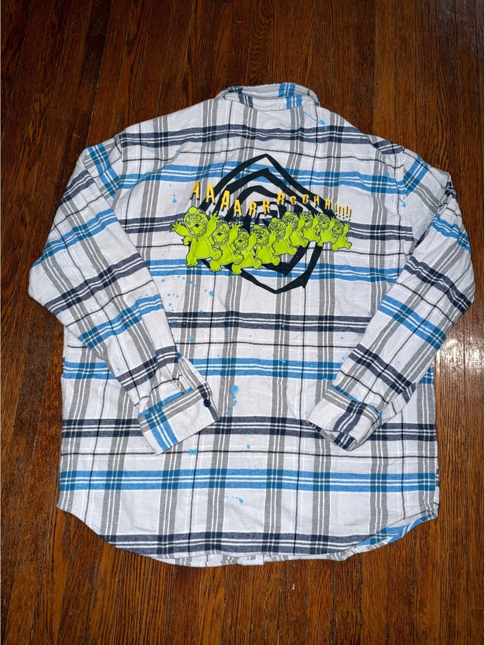 Large 2021 Disney Parks Lilo & Stitch Flannel Plaid Button Up Shirt Blue White